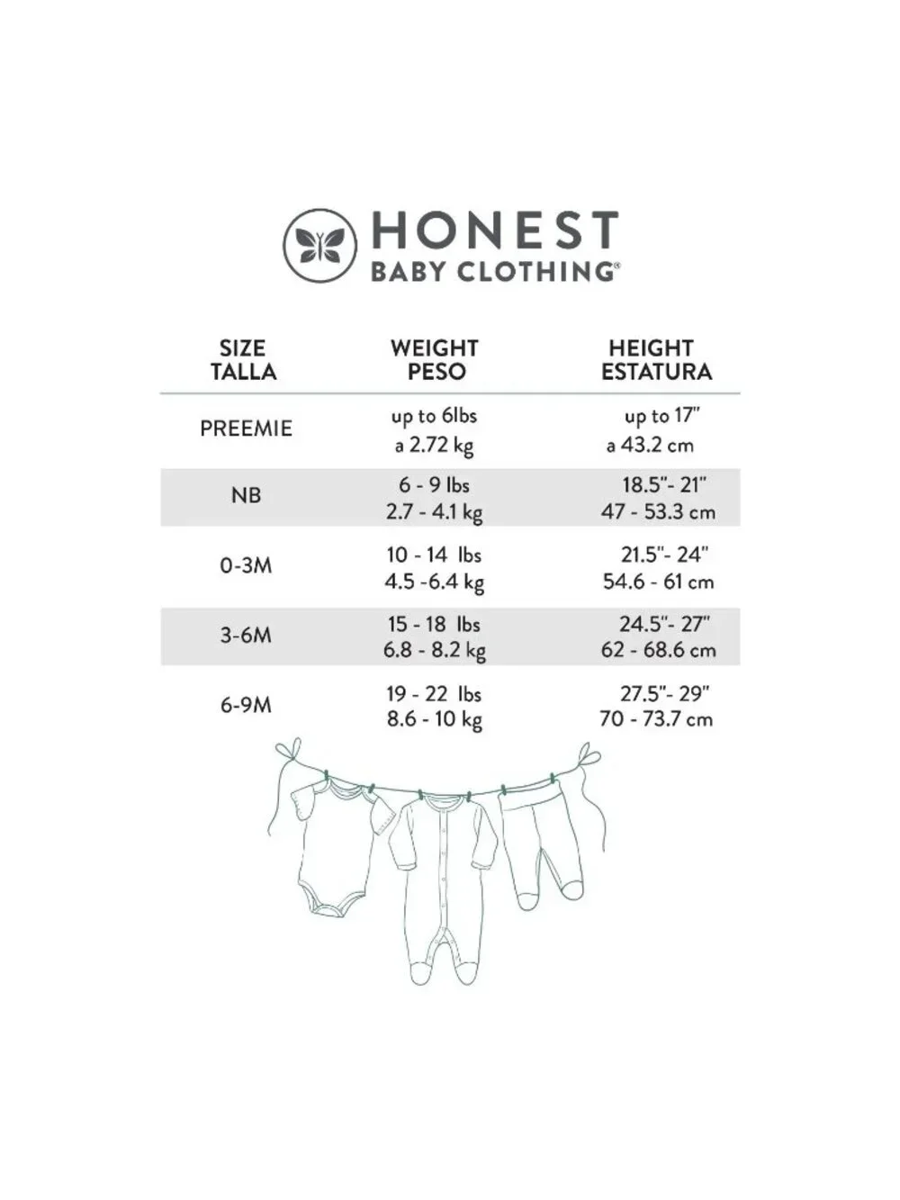 Honest Baby Preemie Organic Cotton Long Sleeve Sleep N Play Footed Pajamas / Str